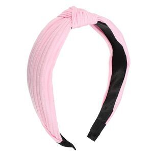 Textured Cotton Knot Headband Soft Hairband 1.3 Inch Height Pink